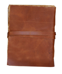 Genuine Leather Sewing Binding B6/A7 Deckle Edge Antique Diary <b>Note</b> <b>Book</b> Tan Wrap Full Grain Leather Gift - Product Image 3