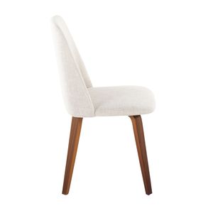 Set di 2 Sedie da Pranzo Toriano Contemporanee in Legno di Noce e Tessuto Beige - Product Image 3