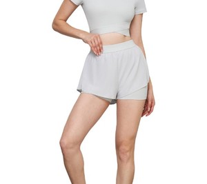Shorts de yoga pour femmes en toile vintage 100% coton, respirants, doux, taille haute, pour le sport d'été - Product Image 1