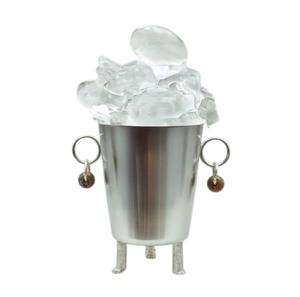 Seau à glace en métal martelé haut de gamme, finition argentée, avec poignée, pour champagne, vin et bière, idéal pour les soirées - Product Image 2