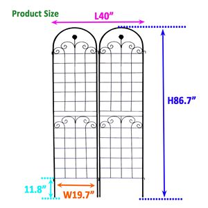 Set di 2 tralicci da giardino in metallo 26,4 m x 6 m, supporto antiruggine per piante rampicanti, rete per tralicci per rose, accessorio per attrezzatura da arrampicata - Product Image 5