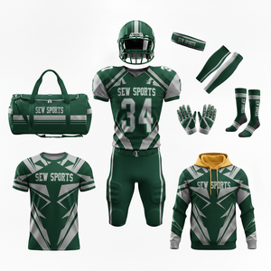 Paquete de Uniforme de Fútbol Americano Sublimado Personalizado, 100% Poliéster, Manga Corta, Logotipo del Equipo Universitario, Tallas Grandes - Product Image 2