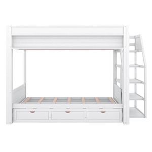 Chất Lượng Cao Thiết Kế Hiện Đại Bằng Gỗ <span class=keywords><strong>Futon</strong></span> Giường Tầng Khung Đầy Đủ Trên Ghế Với Cầu Thang Bàn Cạnh Giường Ngủ 3 Ngăn Kéo Trẻ Em Của Nhà Sử Dụng - Product Image 1