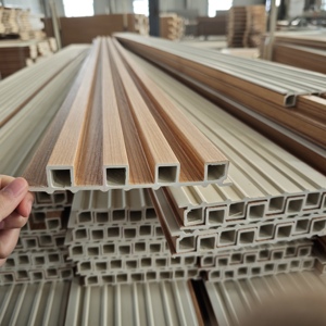 แผ่นผนังไม้ตกแต่งภายใน แผ่นผนัง WPC กันน้ำ ติดตั้งง่าย แผ่นผนังฉากหลังทีวี - Product Image 2