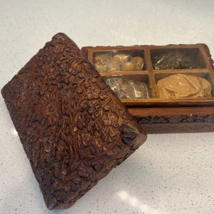 Rustic Wooden Spice <b>Box</b> Kitchen Organizer Handcrafted <b>Masala</b> Dabba - Product Image 1