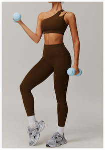 Ensemble de sport sexy 2 pièces couleur unie pour femme, idéal pour le fitness, la gym et le yoga, en Spandex/Nylon, écologique, vente en gros - Product Image 4