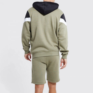 Color Block <b>Men</b> <b>Tracksuit</b> Set Hooded Fleece Sweatshirt and <b>Shorts</b> Custom Logo Winter Sportswear 2026 - Product Image 5