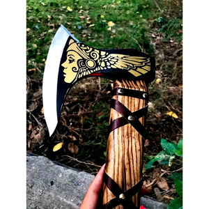 Burraq Hache Tomahawk 19" 5" à tranchant, en acier au carbone, faite main sur mesure, avec manche en bois de rose et fourreau en cuir, pour bricolage, usage industriel et extérieur - Product Image 3