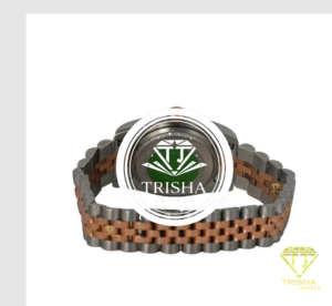 Montre de luxe bicolore en moissanite et diamants, avec bracelet Jubilé en or rose et acier inoxydable - Product Image 2