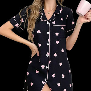 Vestido de Dormir para Mujer, de Verano, Tejido, Transpirable, Ligero, de Manga Corta, Cintura Elástica, Alta Calidad, Servicio OEM, Venta al Por Mayor - Product Image 1