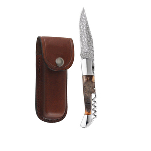 Couteau pliant de poche en acier Damas forgé, manche en acier inoxydable/bois, lame compacte de qualité industrielle, utilitaire extérieur, OEM - Product Image 1