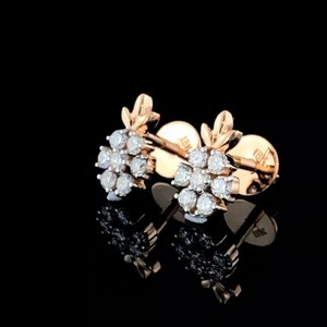 14K Solid Rose Gold 0.35ct Lab Grown Diamond Floral Cluster Stud <b>Earrings</b> Wedding Elegant Jewelry Gift for Women - Product Image 2