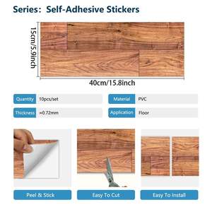 10 pièces autocollants de sol à peler et à coller PVC conception de Grain de bois naturel auto-adhésif imperméable amovible bricolage revêtement de sol pour les locataires - Product Image 5