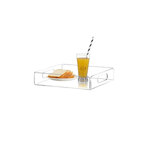 Bandeja de Servicio Rectangular Moderna de Acrílico y Caja de Exhibición con Asa Dorada para Cocina y Hogar, en Venta - Product Image 5