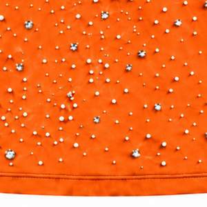 Unisex <b>Bright</b> Orange Pearl Studded <b>T</b> <b>Shirt</b> Stylish Crew Neck Short Sleeve Pearl Embellished Tee for Streetwear and Party Fashion - Product Image 6