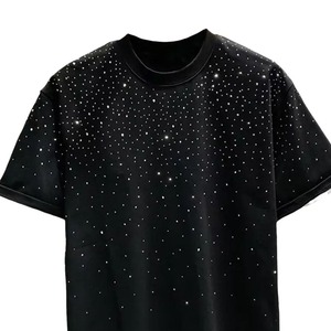 Camisetas de Manga Larga con Logotipo Frontal de Diamantes de Imitación, Diseño Nuevo, para Hombre, Moda Urbana, 100% Algodón, Venta al Por Mayor - Product Image 5