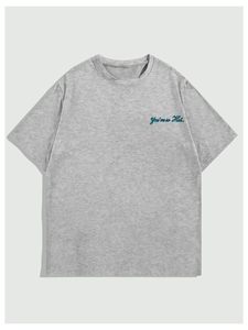 เสื้อยืดหลากสีผู้ชาย สีเทา ทรงโอเวอร์ไซส์ ผ้าฝ้าย แขนสั้น คอกลม ปักลายตัวอักษร ดีไซน์ลำลอง ทรงพอดีตัว  ลายปักด้านหน้า - Product Image 1