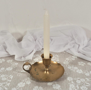 Vintage Small <b>Brass</b> Chamberstick Candle Holder <b>Antique</b> <b>Brass</b> Taper Candle Stand Handheld <b>Candlestick</b> Holder Decorative - Product Image 3