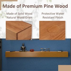 72\" Solid Pine Fireplace Mantel Wall Mounted Floating Shelf Natural-Premium Display Shelf for Home Decor - Product Image 5