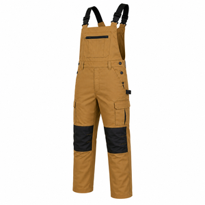 Custom Men Heavy Duty Bib <b>Overall</b> Adjustable Straps Zipper Pocket Reinforced Knee Patch Workwear Trousers Solid Bib <b>Overall</b> - Product Image 5