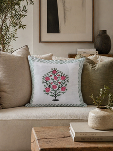 Pink Flower Hand Block Print Cushion <b>Cover</b> Soft Cotton <b>Sofa</b> Pillow <b>Cover</b> <b>for</b> Modern and Traditional Home Decor - Product Image 2