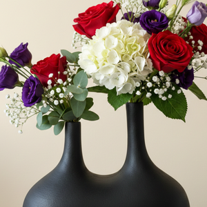 Modern Double Neck <b>Matte</b> Black Metal Flower Vase Unique U-Shaped Handcrafted Home Decor <b>Table</b> Centerpiece Single Unit Only - Product Image 5