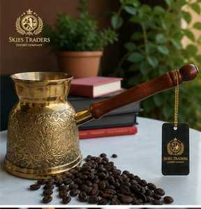 หม้อกาแฟทองแดงสลักลายด้วยมือพร้อมด้ามจับโลหะแบบดั้งเดิม ซีซ์เว อิบริก เครื่องชงกาแฟแบบใช้บนเตา - Product Image 2