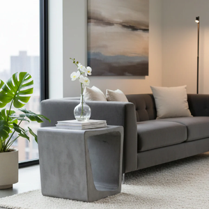 Mesa auxiliar de cemento de diseño contemporáneo, forma irregular, color gris, mesas decorativas para exteriores, venta al por mayor desde Vietnam - Product Image 4