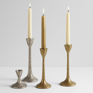 Luxury Antique Brass Taper Candle Holder Set Gold Color Handmade for Home and Wedding Decor - Product Image 4