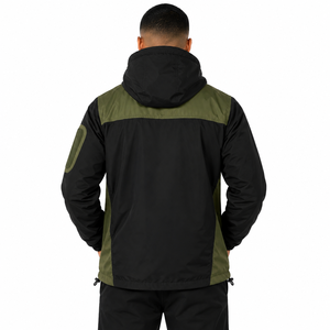 Sudadera con Capucha Unisex, Cortavientos, Transpirable, para Invierno, Corte Regular, Informal/Deportiva, para Actividades al Aire Libre, Spandex/Nailon, Negro y Verde Oliva - Product Image 3