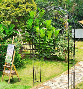 Black Metal Garden Arch <b>Trellis</b> with Decorative Scroll Design Climbing Plant Support for <b>Roses</b> Vines Outdoor Path Decor - Product Image 4