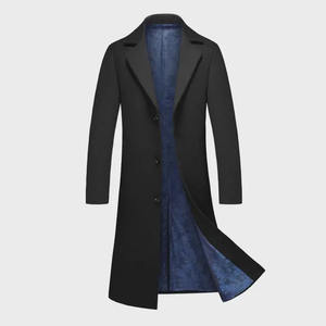 Manteau en laine pour homme de haute qualité, coupe ajustée, inspiré de Peaky Blinder Thomas Shelby - Extérieur en cuir véritable écologique, style vintage - Product Image 1