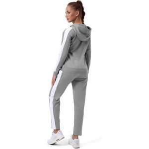 Conjunto Deportivo para Mujer con Cuello Alto, Chaqueta con Franjas Laterales de Visibilidad Nocturna, Mezcla de Poliéster y Algodón, Pantalones Jogger - Product Image 3