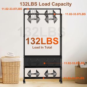 Porte-vêtements portable à double tringle avec roulettes verrouillables et sac de rangement, petite étagère de rangement portable pour vêtements, 1 étagère. - Product Image 5