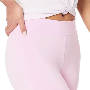 Leggings de yoga pour femmes, taille haute, rose uni, longueur intégrale, sans couture, extensibles dans quatre directions, taille élastique réfléchissante, avec poches - Product Image 4
