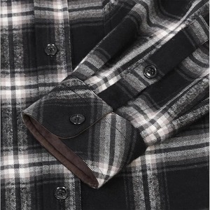 Chemise en flanelle à carreaux rouge personnalisée pour homme, style urbain, 100 % coton, col montant, manches longues, vente en gros, vêtements rayés, printemps - Product Image 6
