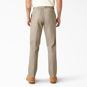 <b>Men's</b> <b>Khaki</b> Straight Fit Cotton Oxford Trousers Mid Waist Button Fly Casual Anti-Wrinkle Autumn Style - Product Image 2