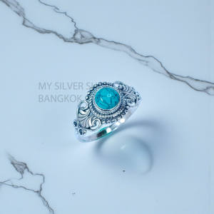 Bagues en turquoise naturelle, bagues en argent sterling 925, prix de gros, bijoux - Product Image 2