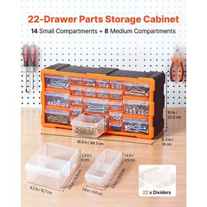 Armoire de rangement en plastique à 22 tiroirs, empilable, pour petites pièces, organisation de garage, montage mural - Product Image 2
