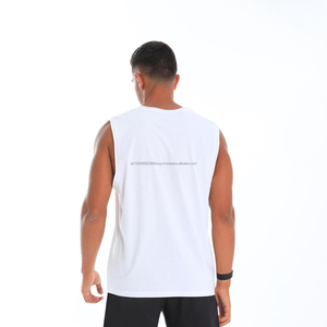 Débardeur en coton blanc d'été OEM pour hommes, tricot de haute qualité, vêtements de sport de fitness, style décontracté, grande taille, prix - Product Image 6