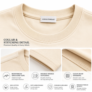 Camiseta LUNA & STARDUST para Mujer, Personalizada con Estampado Digital de Letras, Cuello Redondo, 100% Algodón, Corte Holgado Informal, Transpirable, para Todas las Temporadas - Product Image 4