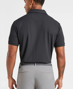 Polo en maille à manches courtes pour homme, léger, respirant, couleur unie, coupe décontractée, gris foncé, prix bas - Product Image 2
