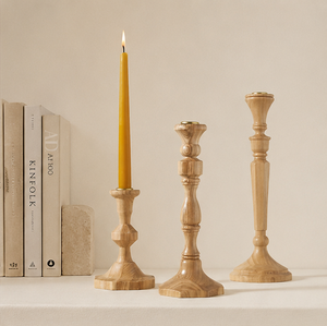 Handcrafted Mango Wood Taper Candle Holder Set Vintage Georgian-Inspired Candlesticks For Home Decor And Wedding Centerpieces - Product Image 3