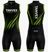 Ensemble de maillot de cyclisme unisexe TANVEX, écologique, respirant, pour l'extérieur, 100% polyester, sans manches, logo personnalisé, poche arrière personnalisée