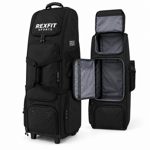 Bolsa de Transporte para Equipo de Práctica de Béisbol con Ruedas Resistentes y Cierres, Bolsa Personalizada para Equipo de Receptor, para Uso en Clubes Deportivos - Product Image 1