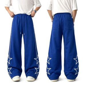 Charcoal Black Dual Contrast <b>White</b> Side Piping Stripes Gym Baggy <b>Joggers</b> Wide Leg Loose Fit French Terry Men Sport Sweatpants - Product Image 5