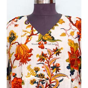 Robe Kaftan en Tissu Imprimé Personnalisé de Haute Qualité, Coupe Ample avec Cordon de Serrage à la Taille, Longue, pour l'Été et la Plage, pour Femme - Product Image 3