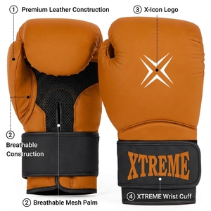 Gants de boxe personnalisés en cuir PU légers et respirants avec fermeture auto-agrippante pour l'entraînement professionnel de MMA et de kickboxing - Product Image 2