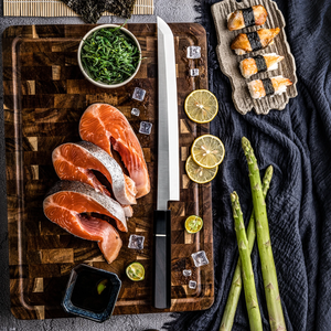 Cuchillo Yanagiba Profesional Japonés LEGACY BLADES para Sashimi, Hecho a Mano, Acero con Alto Contenido de Carbono, para Cortar Pescado y Sushi, Ambidiestro - Product Image 1