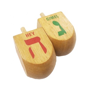 35x35x50mm <span class=keywords><strong>Hebrew</strong></span> Bảng chữ cái bằng gỗ dreidel quay đầu - Product Image 6